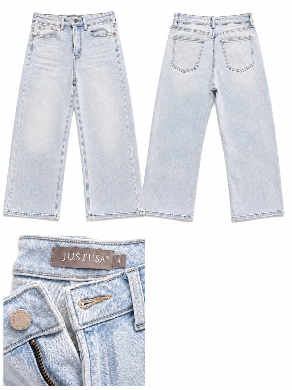Just USA Light Blue Kids Wide-Leg Jeans